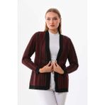 Sistas Kadın Desenli Önü Açık Ceket 23958 Bordo - XL