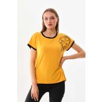 Sistas Kadın İşleme Detaylı Kısa Kol Bluz 23002 Sarı