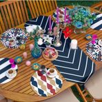 Sister Home Design Ikat Lacivert Püsküllü Runner Ve Yuvarlak Servis Altlığı & Supla Seti