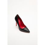 Sister In Love Shoes Charlotte Siyah Cilt Kırmızı Topuk Detaylı Stiletto