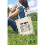 Sister Nutrition Facts Abla Kız Kardeş Hediyelik Baskılı %100 Pamuklu Ham Bez Bej Çanta