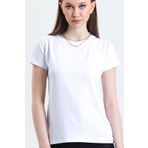SİSTERS2HC Kadın Basıc Yuvarlak Bisiklet Yaka Viskon Beyaz T-shirt