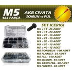Site Hırdavat 485 Parça M5 Akb Cıvata + 8 Lokma Tornavida