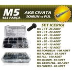 Site Hırdavat 485 Parça M5 AKB Cıvata + 8 Somun Adaptörü