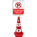 Site Sakinleri Hariç Park Yasaktır Çift Taraf Baskı Kırmızı Ultra Kedi Gözlü Ağırlıklı Koni Seti Trafik Dubası