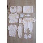 Sitilin Kız Bebek Bej Natıral Pamuk Kumaş Dantelli Lüks 10 Lu Hastane Çıkışı Defne Sabunlu Set STL6407 - 0 - 3 Ay