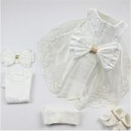 Sitilin Kız Bebek Elbisesi Fransız Dantelli Abiye - 0 - 3 Ay - 001-Beyaz