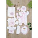 sitilin Kız Bebek Melek Kanatlı Kadife Kumaş Beyaz Dantelli Taşlı Lüks 10 Lu Hastane Çıkışı Set STL6927