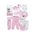 sitilin Kız Bebek Pembe Natıral Pamuk Kumaş Dantelli Lüks 10 Lu Hastane Çıkışı Defne Sabunlu Set STL6450