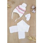 sitilin Kız Bebek Ponponlu Atkı & Bere & Eldiven Takımı 0-4 Yaş STL6837