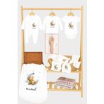 Sitilin Kız Erkek Bebek %100 Pamuk Organik Baskılı İsimli Hastane Çıkışı Yenidoğan İsimli Fırça Hediye