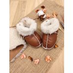Sitilin Organik Deri Unisex Bebek Patik İçi Yünlü Doğal Bebek Botu STL6037 6-12 Ay