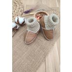 Sitilin Organik Deri Unisex Bebek Patik İçi Yünlü Doğal Bebek Çorap STL6042 0-6 Ay