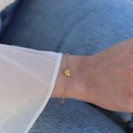 Sitrin Taşlı Rose Gold Kaplama Sevgili Kalp Gümüş Bileklik