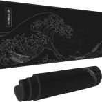 SiuTi Genişletilmiş Büyük Anime Siyah Mouse Pad The Great Wave off Kanagawa Boyama Büyük Oyun Klavyesi Mat XXL Kaymaz Suya Dayanıklı Kauçuk Taban Tam Masa Mousepad 3D Desen