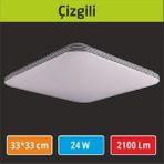 Sıva Üstü LED Panel 33X33 Çizgili Kapakdekoratiftavan Armatürü - Beyaz-6500K