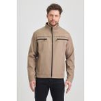 Sivaist Bej Erkek Pamuk Polyester Karışımlı Çift Göğüs Fermuarlı Su ve Rüzgar Geçirmez Mevsimlik&yazlık Mont - 2XL