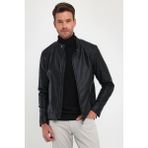 Sivaist Erkek Siyah Basic Deri Ceket&mont Su İtici ve Rüzgar Geçirmez Özelliklerle Kışa Uygun - 2XL