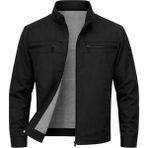 Sivaist Siyah Erkek Pamuk Polyester Karışımlı Çift Göğüs Fermuarlı Su ve Rüzgar Geçirmez Mevsimlik&yazlık Mont - 3XL