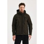 Sivaist Yeşil Erkek Su Geçirmez Içi Polarlı Iç Çepli Çıkartılabilir Kapüşonlu Softshell Mont&kaban