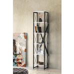 Sivas Gözde Mobilya 40x30x180 cm Ferforje 5 Raflı Beyaz Ahşap Kitaplık