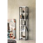 Sivas Gözde Mobilya 40x30x180 cm Ferforje 5 Raflı Beyaz Ahşap Kitaplık