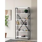 Sivas Gözde Mobilya 80x30x180 cm Ferforje 5 Raflı Beyaz Ahşap Kitaplık