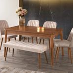 Sivas Gözde Mobilya Ceviz Açılır Banklı 90x145 cm Mutfak Masa Sandalye Takımı