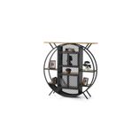 SİVAS GÖZDE MOBİLYA Dekoratif Raflı Ferforje Kapaklı Yuvarlak Kitaplık 125x30x128cm OYKTP3279
