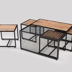Sivas Gözde Mobilya Ferforje 90x44x90 cm Ahşap Tarz 4 Zigonlu Orta Sehpa