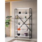 Sivas Gözde Mobilya Ferforje Beyaz Ahşap 5 Raflı Kitaplık 100 x 30 x 180 cm