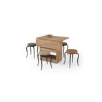 SİVAS GÖZDE MOBİLYA Izmir Katlanır Mutfak Masası ve 4 Adet Tabure 80x90cm 1322MASA2853TBR