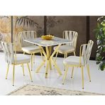 Sivas Gözde Mobilya Karen High Gloss 80x80 cm Gold Mutfak Masası ve 4 Adet Sandalye Takımı