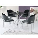 Sivas Gözde Mobilya Karen High Gloss 80x80 cm Krom Mutfak Masası ve 4 Adet Sandalye Takımı