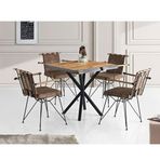 Sivas Gözde Mobilya KRN1066PNY2344 80x80 cm Kare MDF Mutfak Masası ve 4 Adet Kollu Sandalye