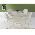 Sivas Gözde Mobilya Kum Saati High Gloss 90 CM Beyaz Gold Mutfak Masası ve 4 Adet Sandalye Takımı