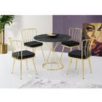 Sivas Gözde Mobilya Kum Saati High Gloss 90 CM Siyah Gold Mutfak Masası ve 4 Adet Sandalye Takımı