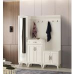 Sivas Gözde Mobilya Nehir 160x200x36 cm Askılık Ayakkabılık Aynalı Üçlü Portmanto