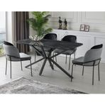 Sivas Gözde Mobilya Polo Çapraz High Gloss 90x160 cm Yemek Masası ve Sandalye Takımı