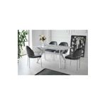 SİVAS GÖZDE MOBİLYA Polo Victoria High Gloss Yemek Masa Gri Sandalye Takım VKTGRI4POLO