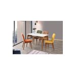 SİVAS GÖZDE MOBİLYA Turuncu Açılır Mdf Mutfak Masa Sandalye Takımı 70x110cm SLVR4DRU