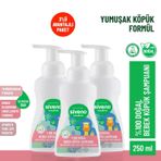 Siveno %100 Doğal Bebek Köpük Şampuanı Yenidoğan Saç ve Vücut İçin Nemlendirici Bitkisel 250 ml X 3 Adet