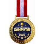 Siverek Reklam 10 Adet Şampiyon 2026 Madalyası Altın Renk Ödül Madalyası - 6 x 6 cm - Sarı