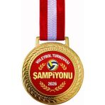 Siverek Reklam 10 Adet Voleybol Turnuvası Şampiyonu 2026 Madalyası Spor Ödül Madalyası - 6 x 6 cm - Sarı