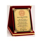siverek reklam Kişiye Özel Öğretmen Teşekkür Plaketi 16x20 cm Gold Metal Kırmızı Kadife Kutulu 1 Adet veya