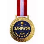 siverek reklam Şampiyon Madalyası Altın Renk Kurdeleli Ödül Madalyası 5.5 cm