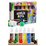 Sıvı Akrilik Boya 6 Renk 60 Ml 1 Paket Masis Likit Akrilik Boya 6 Lı Akrilik Markör Mürekkep Grafiti Ahşap Plastik