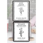 Sıvı Sabun ve Bulaşık Sabunu Etiketi 2 Adet 7x8,5 cm Sabunluk Etiketi Seçenekli - Beyaz - 7 x 8,5 cm