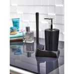 Sıvı Sabunluk Standı Tezgah Lavabo Banyo Mutfak Sabunluk Takımı Seti - 14x8x20 - Siyah
