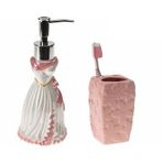 SIVI SABUNLUK,DİŞ FIRÇALIK 2 Lİ BANYO SETİ,LADY VE PEMBE ÇİÇEKLİ
